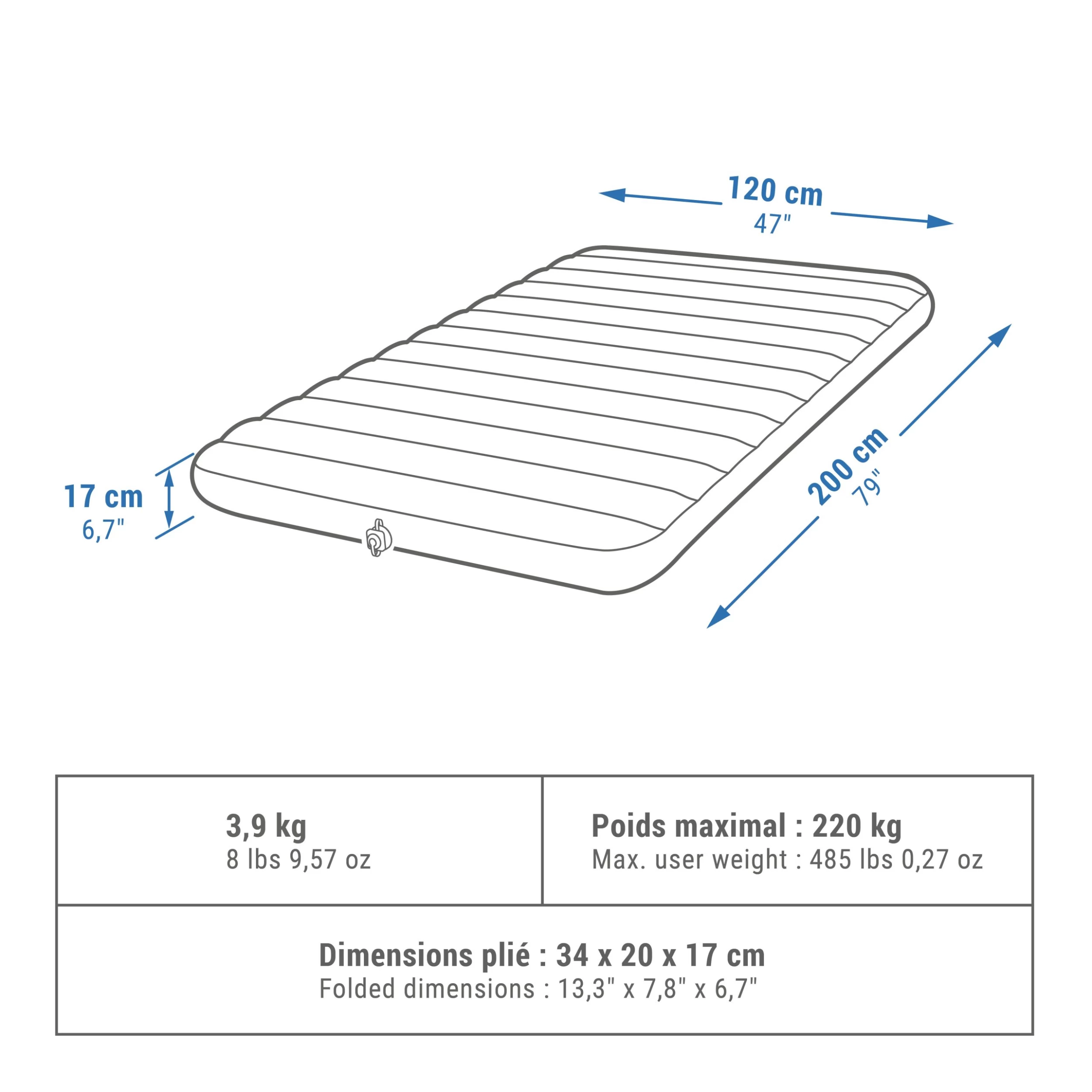 Quechua Inflatable Camping Mattress Air Comfort 120 Cm 2 People 4 Quechua Inflatable Camping Mattress Air Comfort 120 Cm 2 People - Image 2