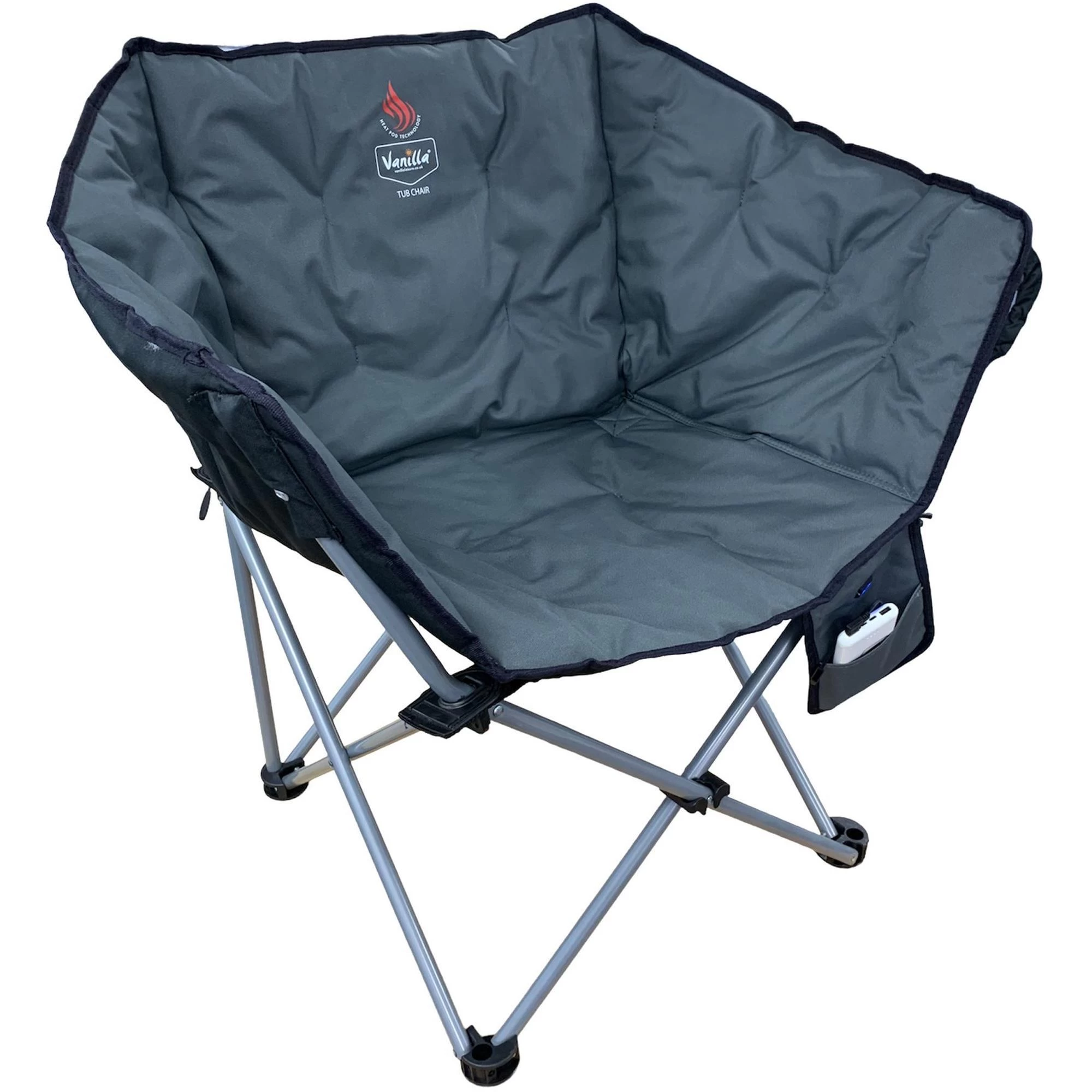 Vanilla Leisure Tub Chair Heated Charcoal + Power Bank 3 Vanilla Leisure Tub Chair Heated Charcoal + Power Bank