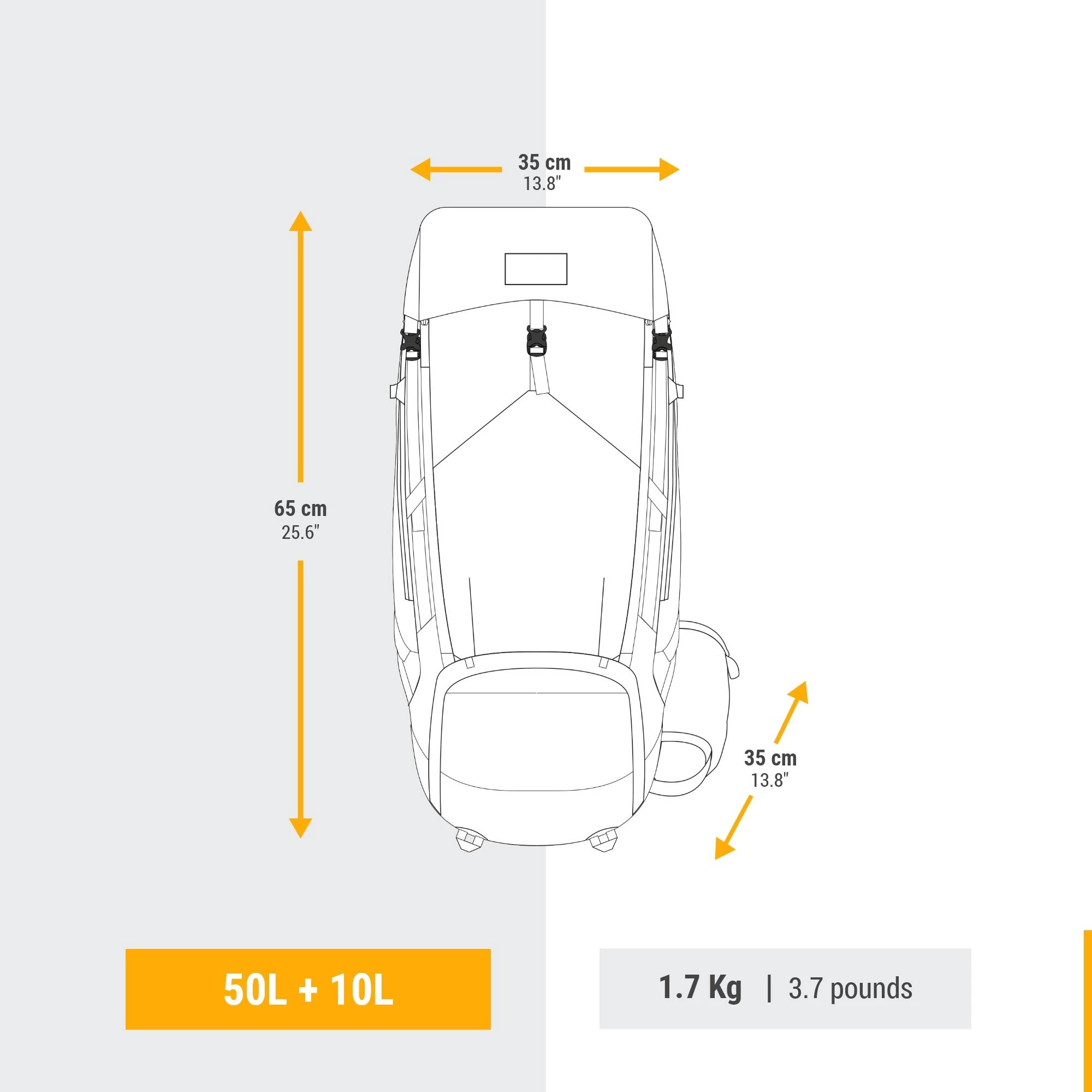 Men's Trekking 50+10 L Backpack MT500 Air 5 Men's Trekking 50+10 L Backpack MT500 Air - Image 3