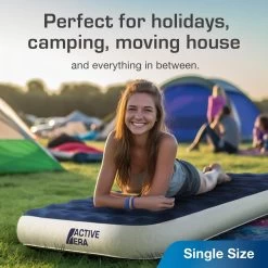 Single Camping Air Bed – Navy/White -Camping Store ke0160c9288cb4396f815e970710f66df